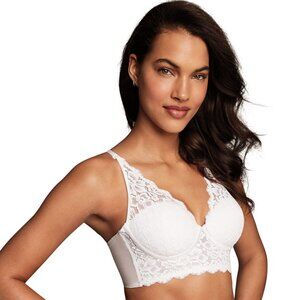 #381 Maidenform Lightly Lined Convertible Lace Bralette White 36D Women's